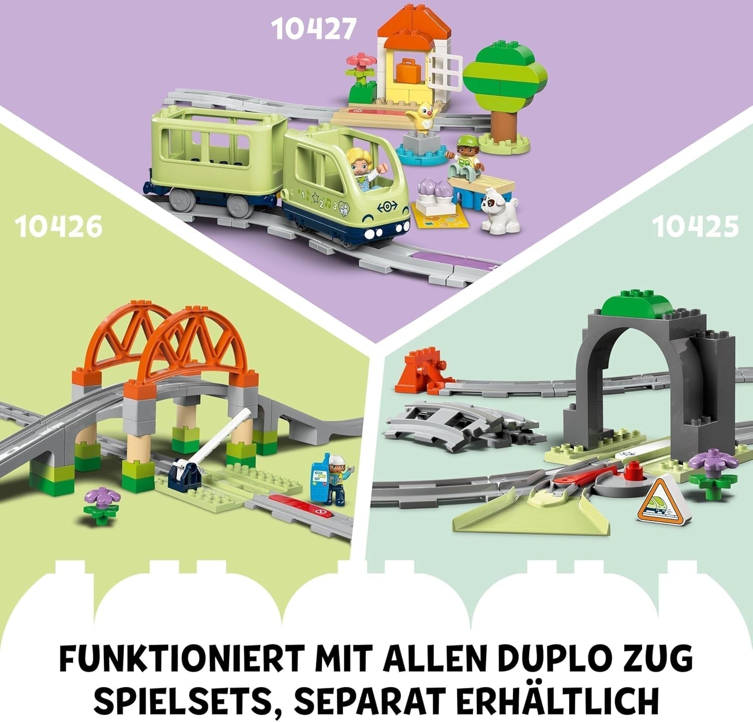 LEGO DUPLO Town interaktív kalandvonat, játékkészlet fényekkel és hangokkal a szerepjátékhoz, 2 évesek számára lehetővé teszi a pályák építését, 10427 óvodai oktatójáték építőkészletek Besuche den LEGO-Store