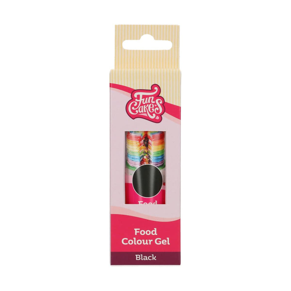Colorant alimentar Funcakes, gel negru: Colorant alimentar foarte concentrat pentru aluat, cremă, fondant și marțipan. Dozare ușoară. Picătură individuală pentru a crea culori vibrante. Halal. 30 g.