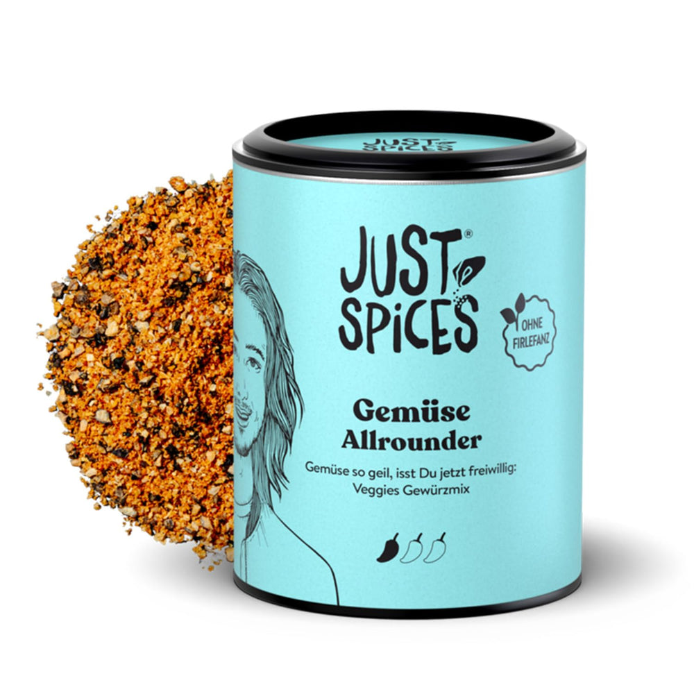 Just Spices Gemüse Allrounder I Jedes Gemüse von Padlizsán bis Cukkini lecker würzen I Gewürzdose, 75 g