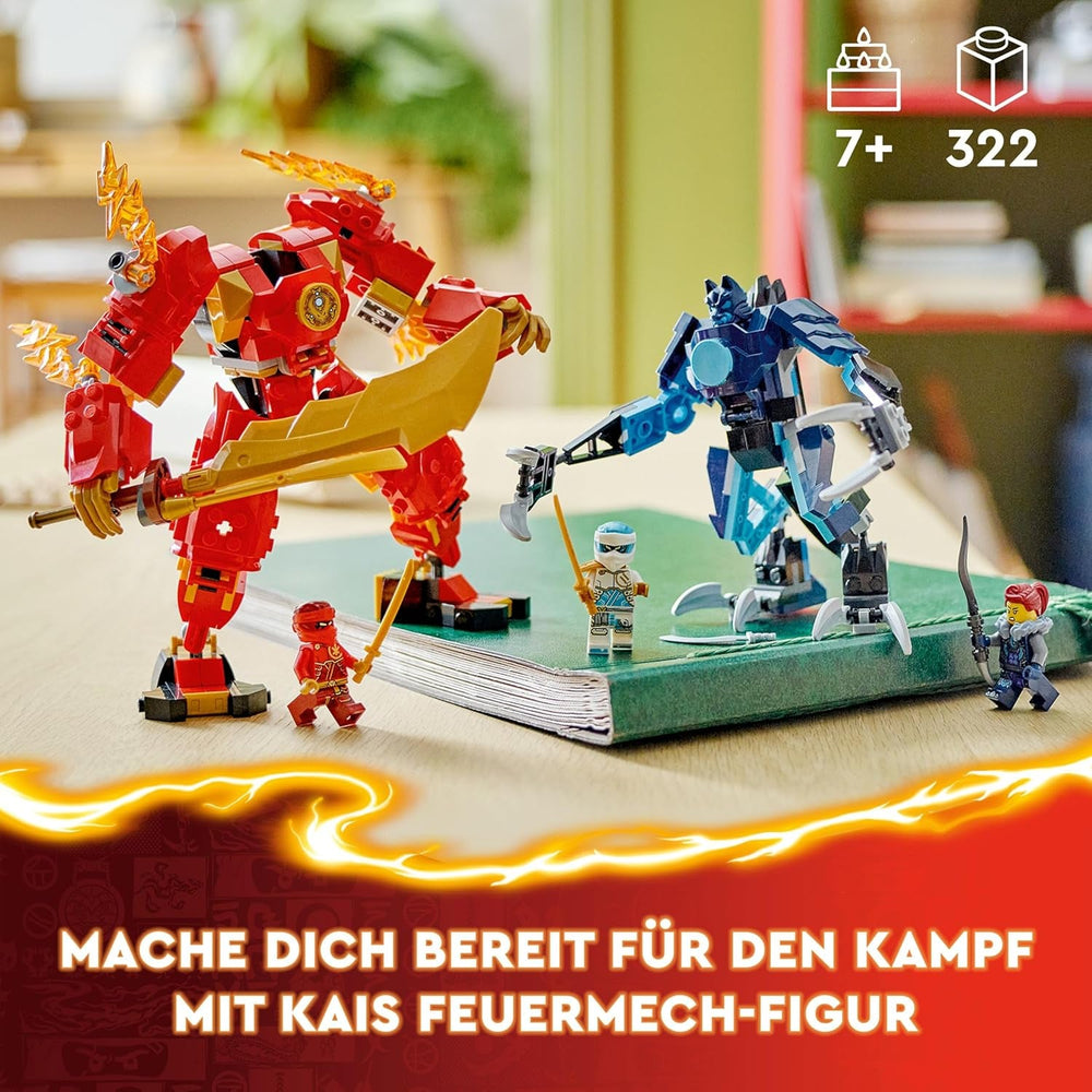 LEGO NINJAGO Kais Feuermech, Actionfiguren-Spielzeug für Kinder mit roter Mech-Figur zum Umgestalten, Ninja-Set mit 4 Figuren inkl. Kai és Zane, ajándék 7 éves fiúknak és lányoknak 71808