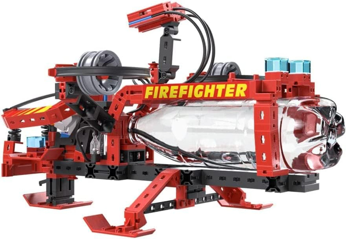 fischertechnik 564069 Advanced Firefighter – Bausatz für Kinder ab 7 Jahre, Experimentierbaukasten mit Feuerwehrauto & Spritzfunktion, elősegíti a műszaki megértést, Schwarz, Mittel
