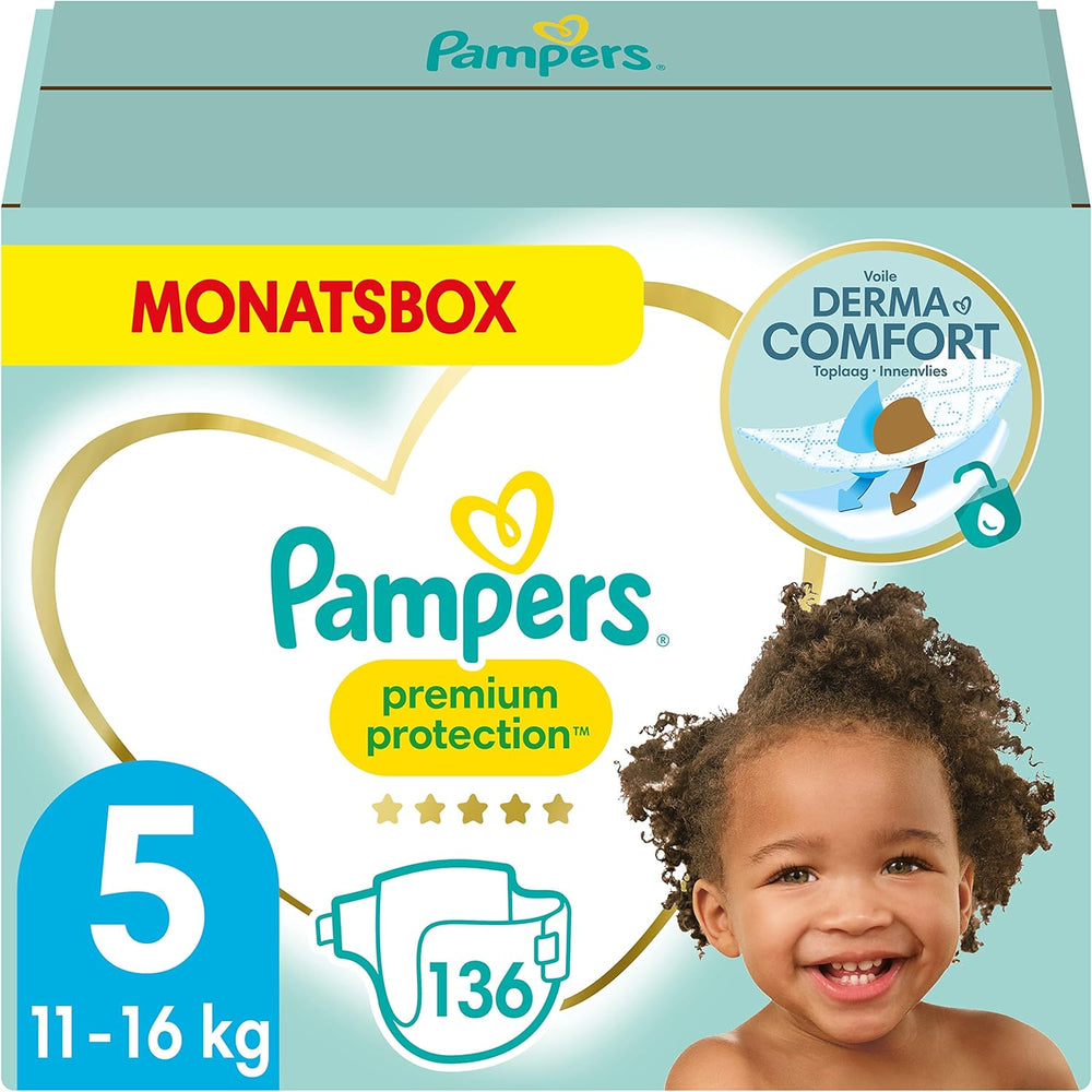 Pampers Premium Protection Size 5, 152 pelenka, 11kg-16kg, az első számú bőr és szivárgás elleni védelem