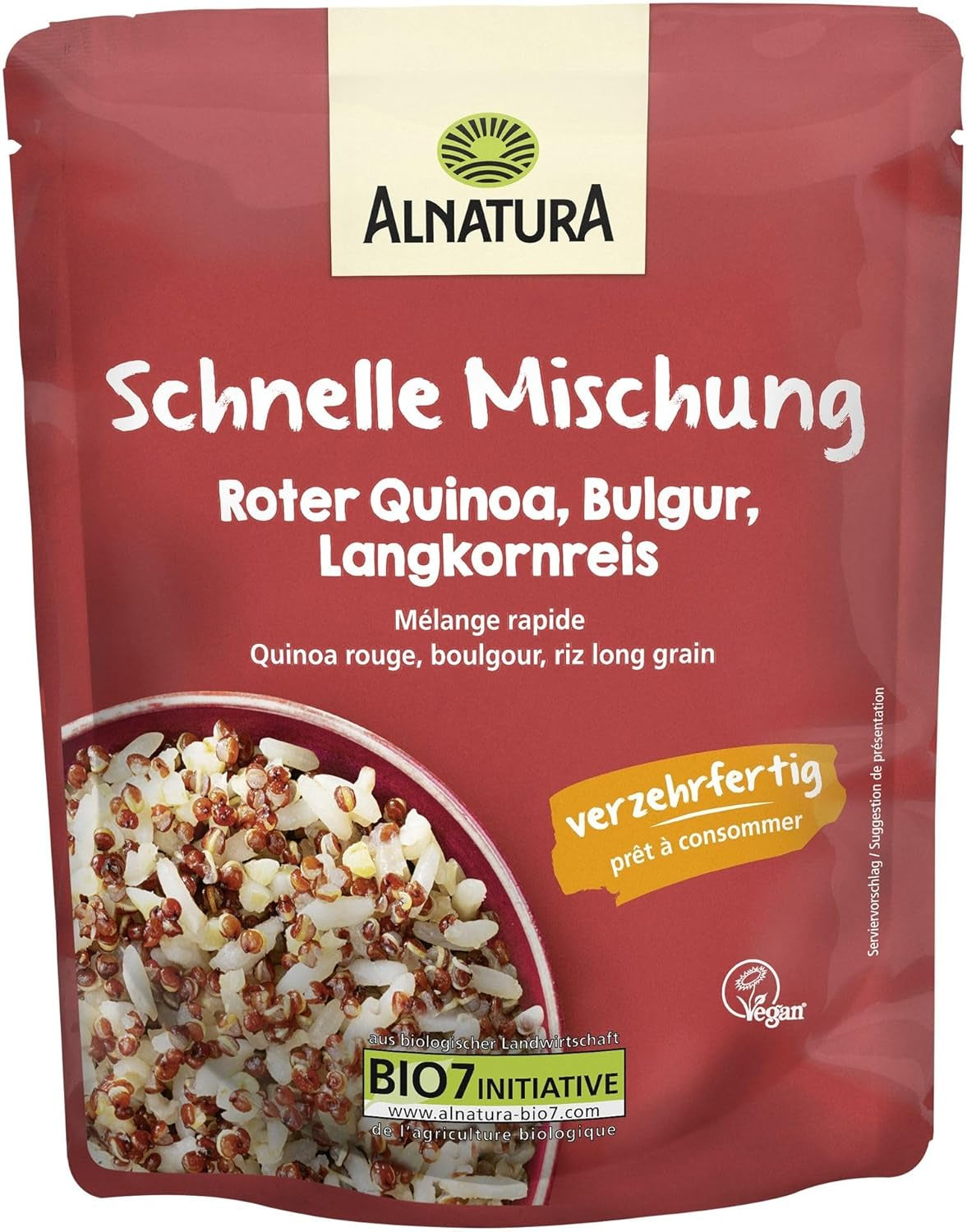 Vörös quinoa, bulgur, hosszú szemű rizs gyors keveréke, 250 g