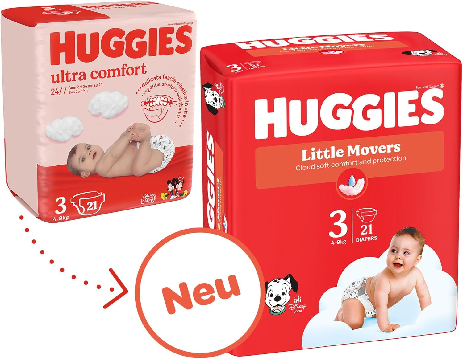 Huggies baba pelenkák Little Movers, Disney Design, 3-as méret, 168-as szám (3 x 56), havi doboz