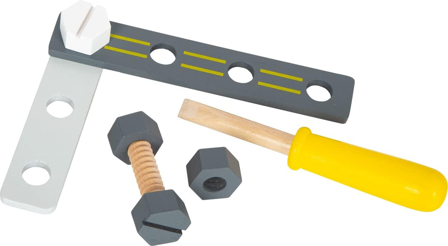 Small Foot Konstruktionsset Miniwob aus Holz, kreativer Bausatz mit Werkzeuge und Zubehör, ab 3 Jahren, 11810, Grey Yellow