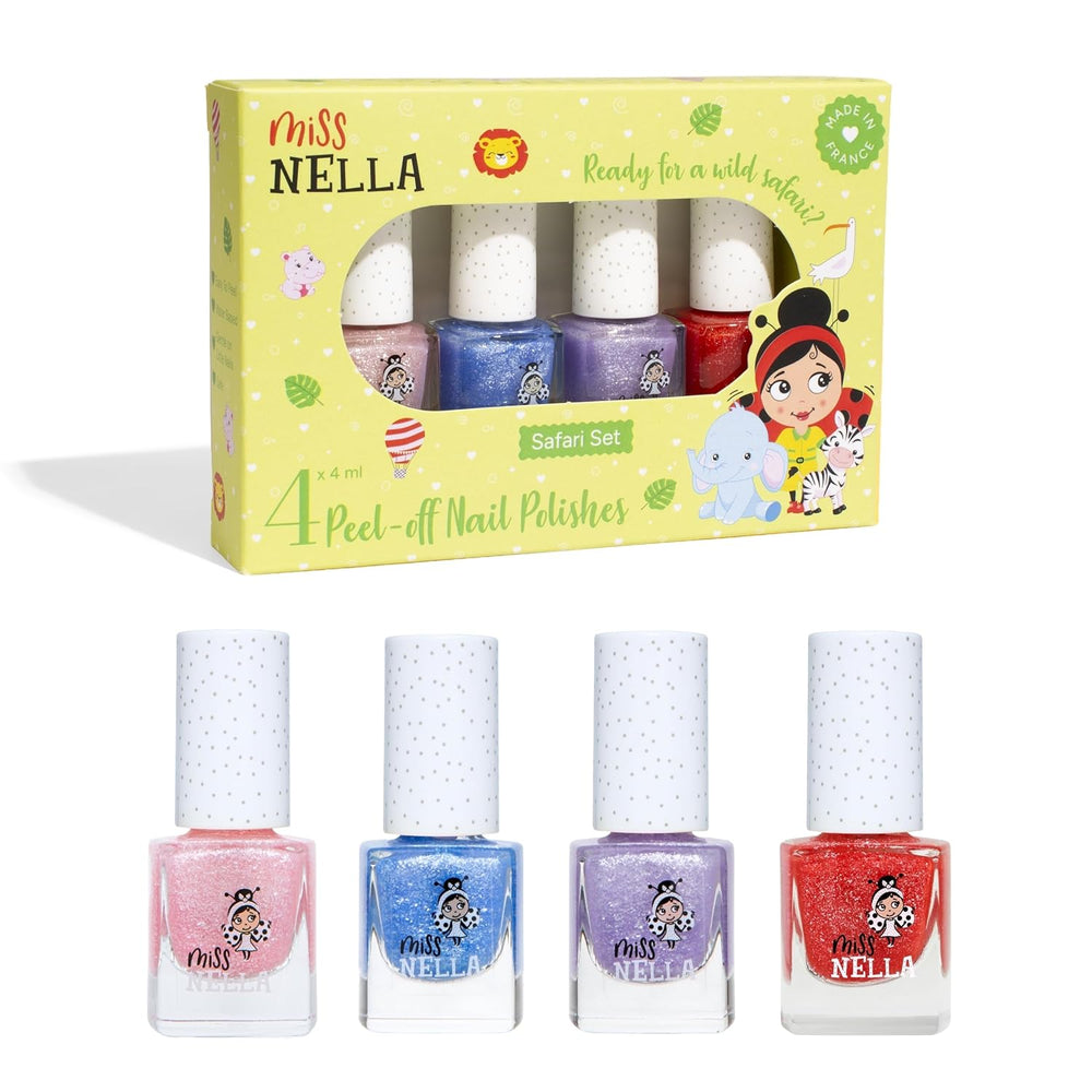 Miss Nella Magic Collection 4 részes csillogó körömlakk szett: rózsaszín, piros, arany és kék, speciális gyerekeknek kivehető körömlakk, nem mérgező, vízbázisú, szagtalan