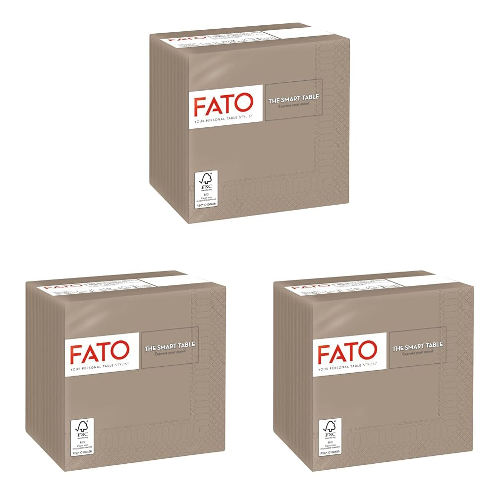 , Șervețele de hârtie de unică folosință, Ideale pentru aperitive și cocktailuri, Pachet de 100 șervețele, Dimensiune 24X24 pliate în 4, 2 straturi, Culoare Turtledove, 100% hârtie din celuloză pură, certificat Fsc