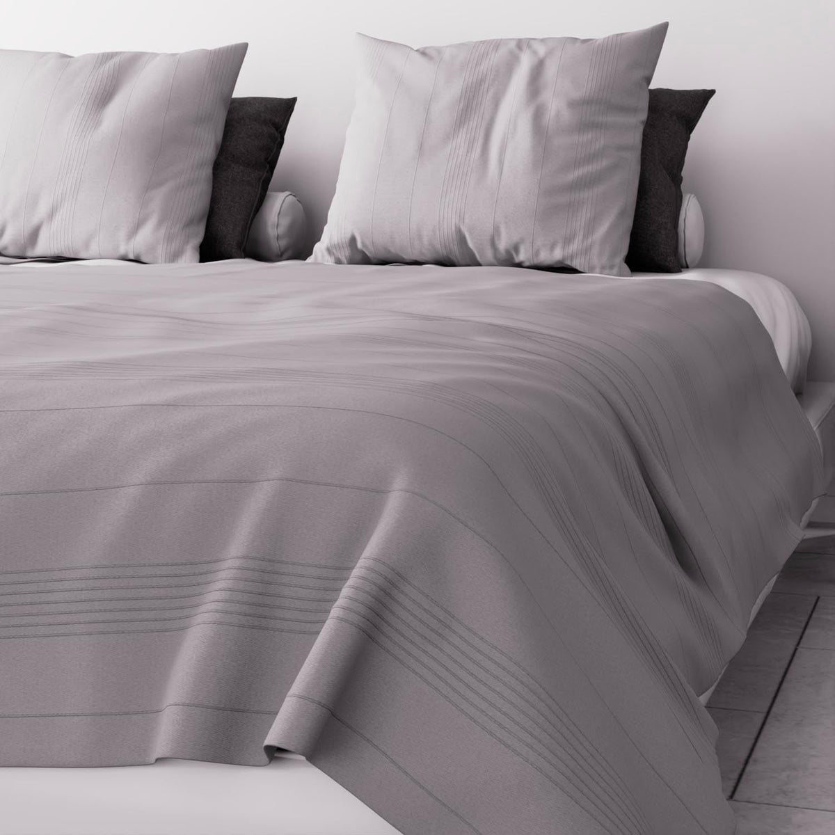 Soleil D'Ocre Adele, Cikcakk huzat, A kanapéról kidobott, Polycoton, Szürke, 220 X 240 Cm Naty Shop Paplanok és paplanok Szürke 220 X 240 cm