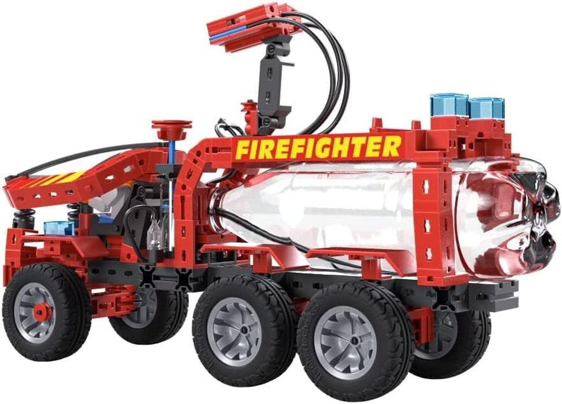 fischertechnik 564069 Advanced Firefighter – Bausatz für Kinder ab 7 Jahre, Experimentierbaukasten mit Feuerwehrauto & Spritzfunktion, elősegíti a műszaki megértést, Schwarz, Mittel