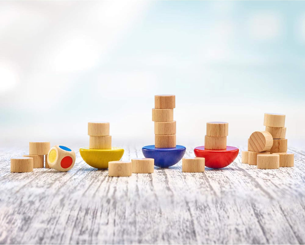 Selecta 63001 mérleg, kocka és halmozó játék, többszínű