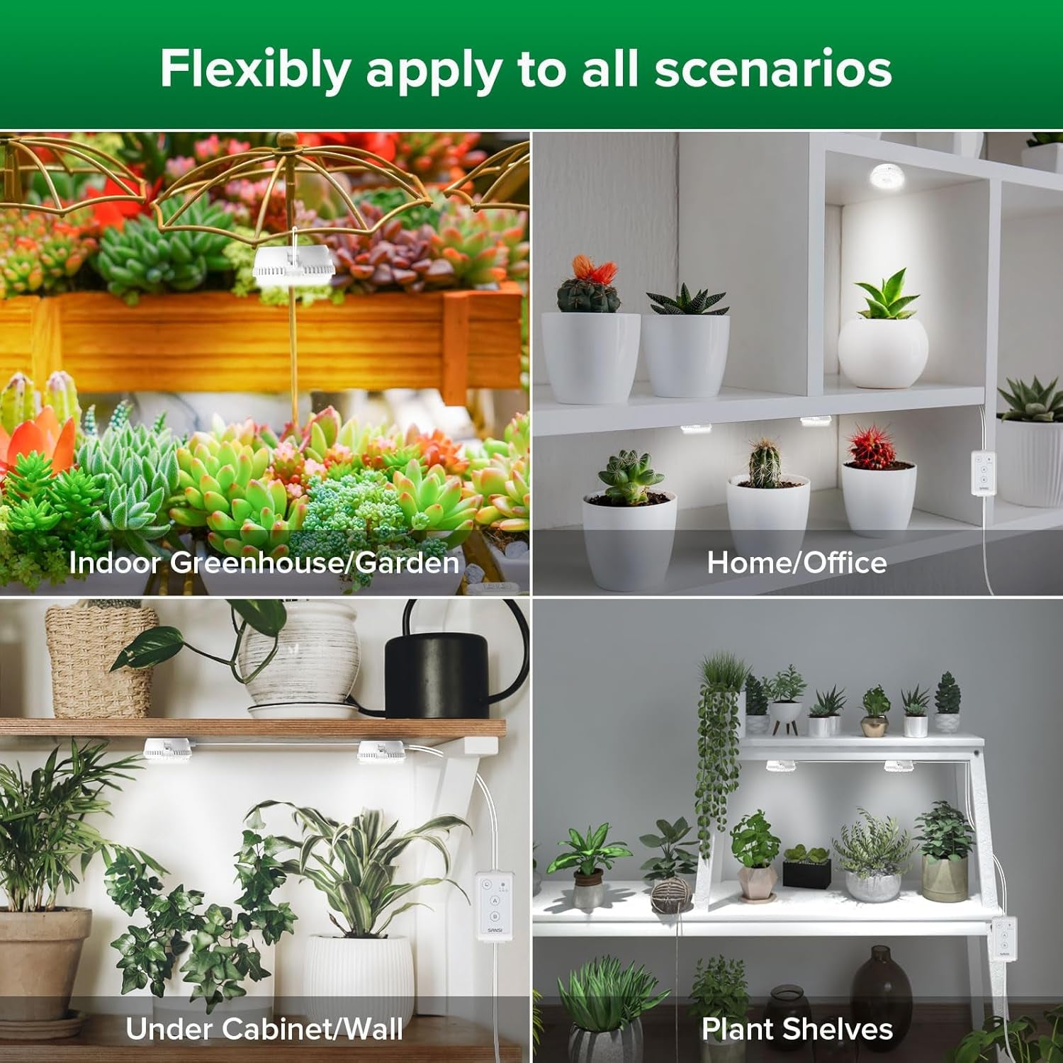 SANSI LED beltéri növénytermesztési lámpa 2 fejes teljes spektrumú 10 W (150 W-nak megfelelő) 4/8/12 órás időzítő beltéri növényházi növényházi hidroponikus függőlámpa