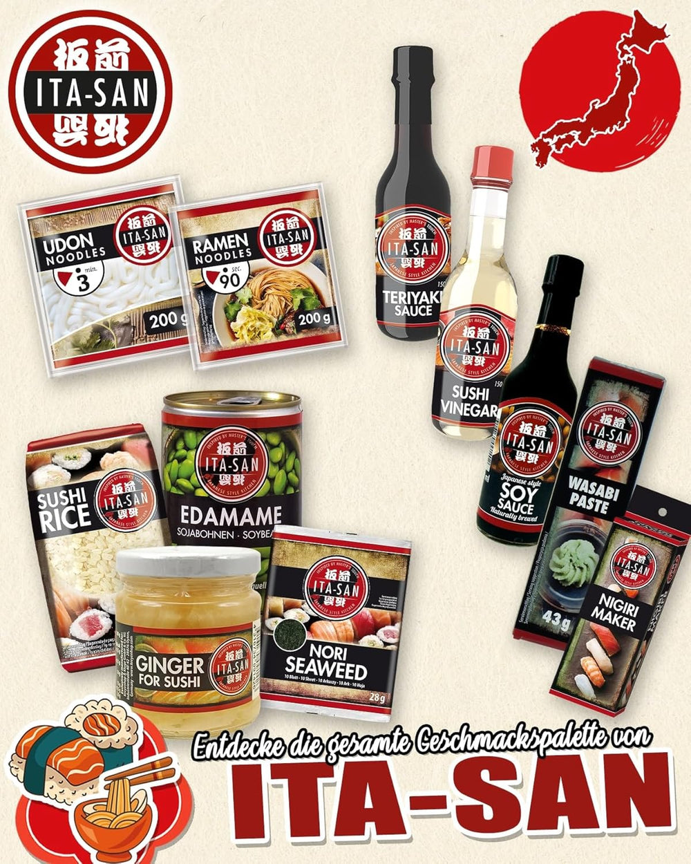 ITA-SAN sushi rizs, kerek szemű, kiváló minőségű, 100%-ban tiszta fajta, gyorsan és egyszerűen elkészíthető, vegán, halal, gluténmentes (1 x 500 g)