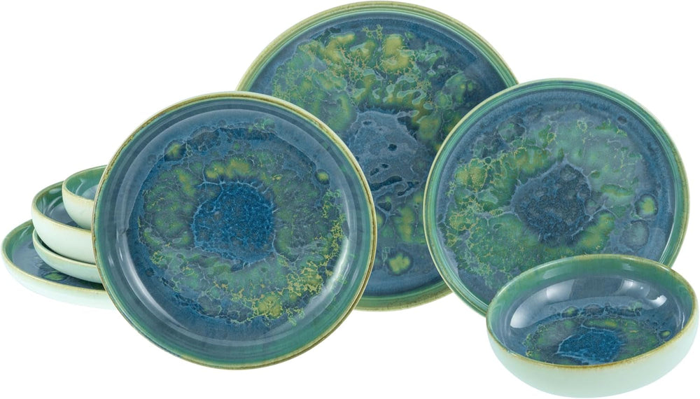 Creatable, 22447, Serie Yuki, 8-Teiliges Geschirrset Für 2 Personen, Teller Set Aus Steinzeug, Spülmaschinen- Und Mikrowellengeeignet, Made in Portugal Seturi vesela masa Naty Shop Teller Set 8 Tlg.