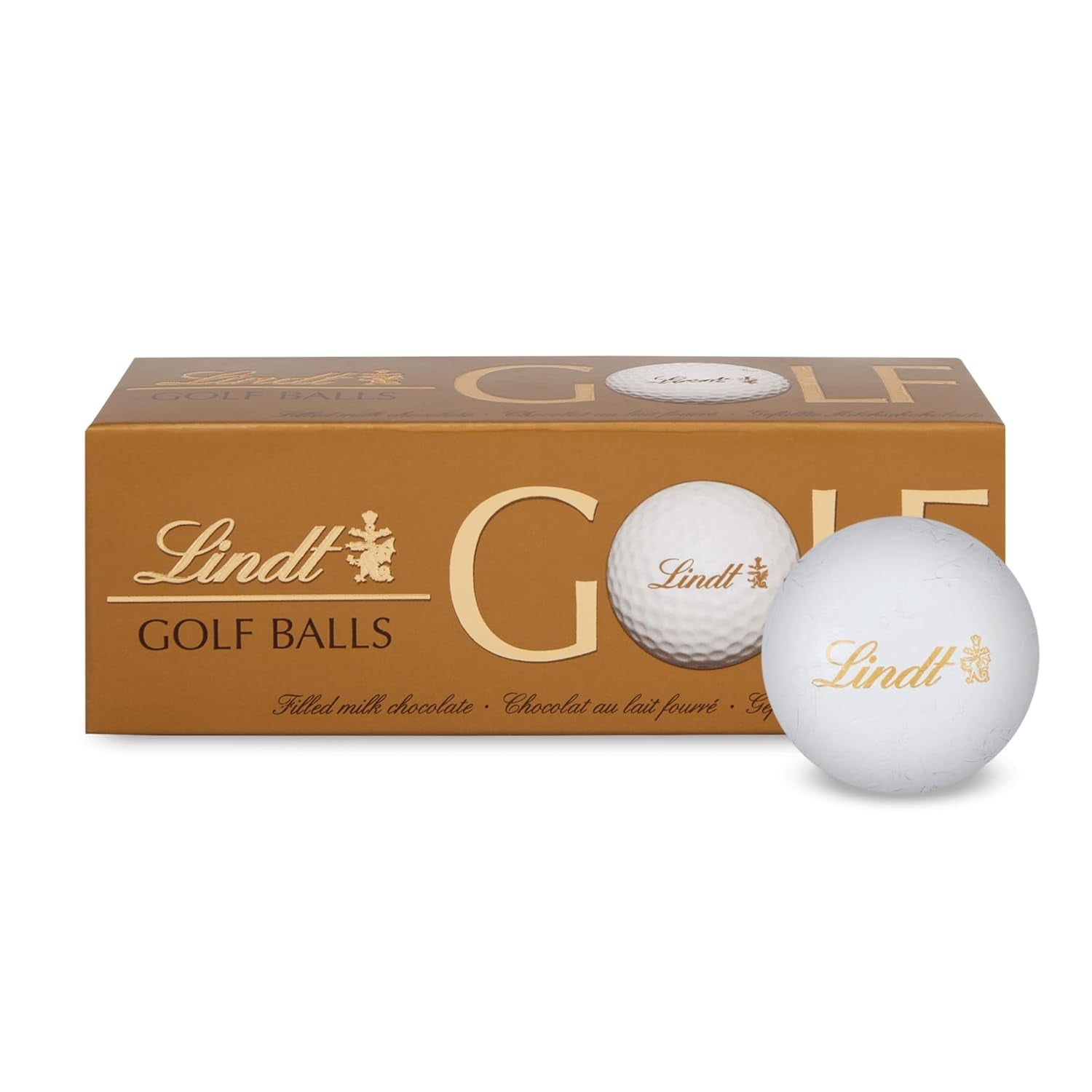 Lindt Schokolade - Golfbälle | 110 G | Drei Golfbälle Aus Lindt Vollmilch-Schokolade Mit Nougatcremefüllung Und Waffelstückchen | Pralinengeschenk | Geschenk Für Golfer | Schokoladengeschenk Naty Shop