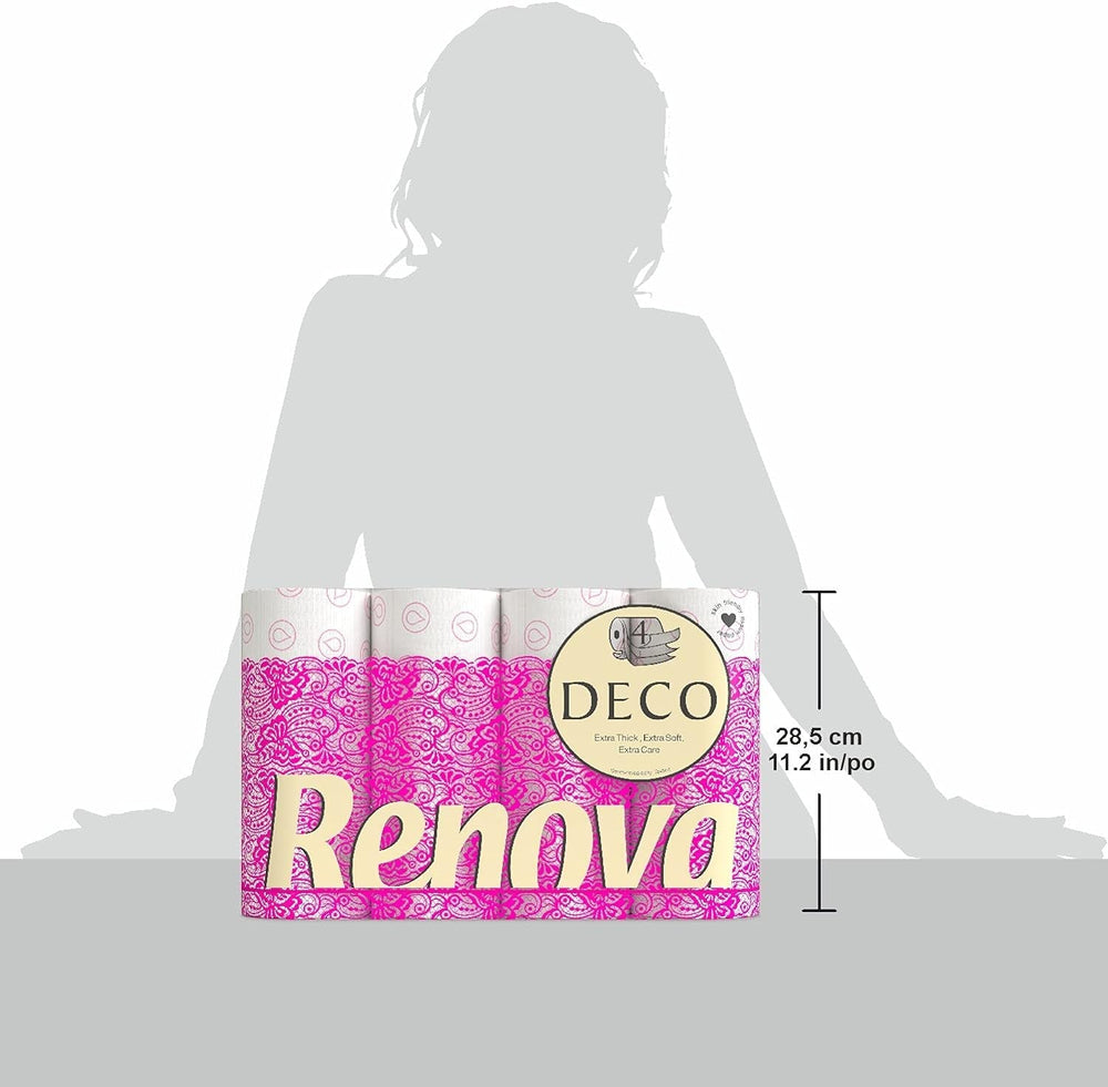 Hârtie igienică Renova 4 straturi albă decorată parfumată - 12 role rolă Blanco Decorado Perfumado