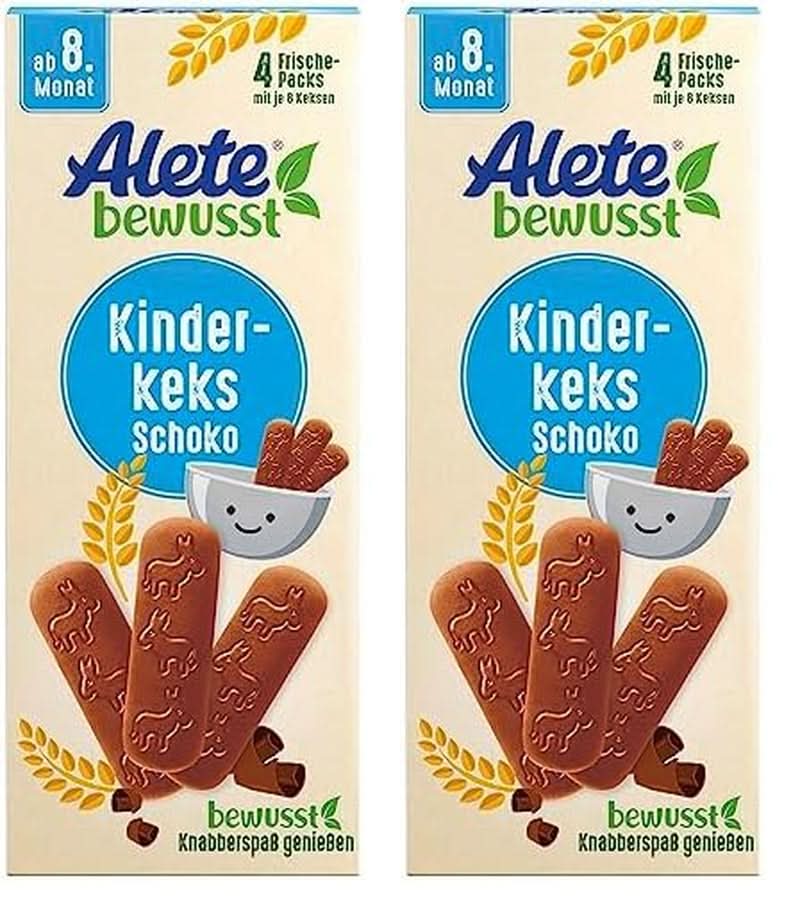 Alete tudatosan Csokoládé keksszel gyerekeknek, 8. hónapos kortól, Anya és Gyermek Naty Shop Einzel-Pack 1 X 180 G (Packung Mit 2)