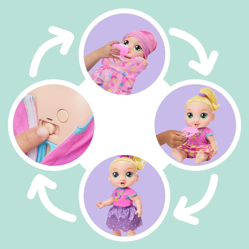 Baby Grows Up Puppe LaLa GooGoo – interaktív játék Babypuppe mit Wachstum (25–35 cm), 75+ Geräusche, 6 Mileensteine, Spielzeug für Kinder ab 3 Jahren