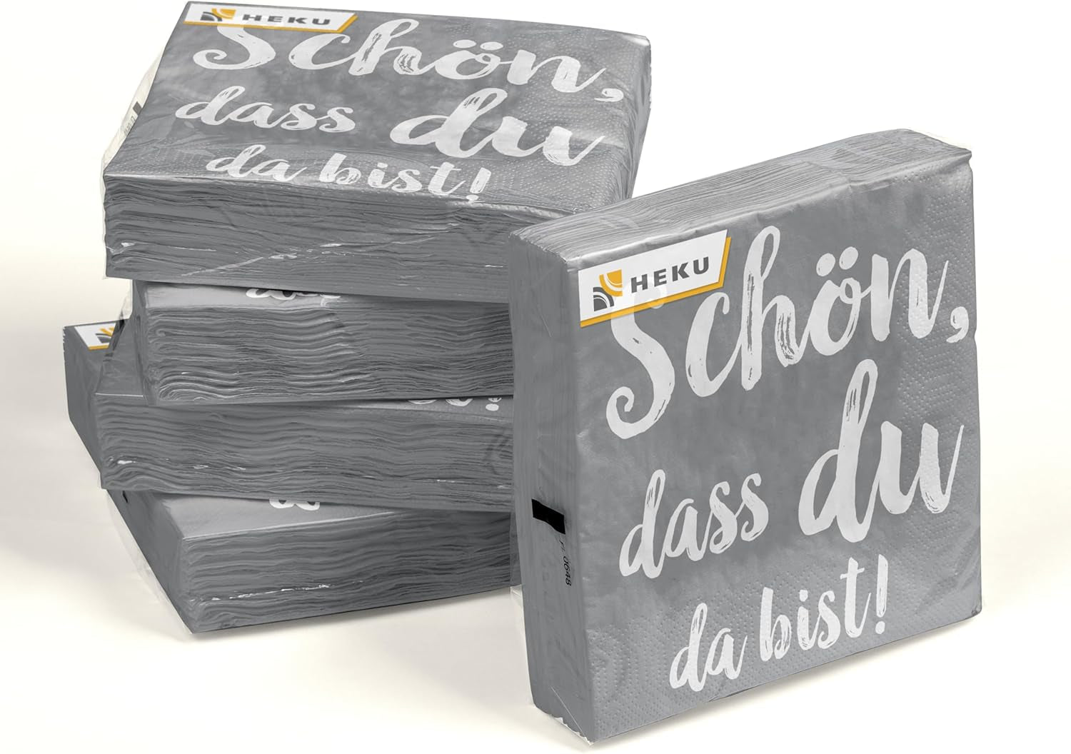 Șervețele de cocktail HEKU 'Schön Dass Du Da Bist', 3 straturi, 25X25Cm, 150 bucăți I Design elegant I Ideal pentru sărbători I Practic ambalate