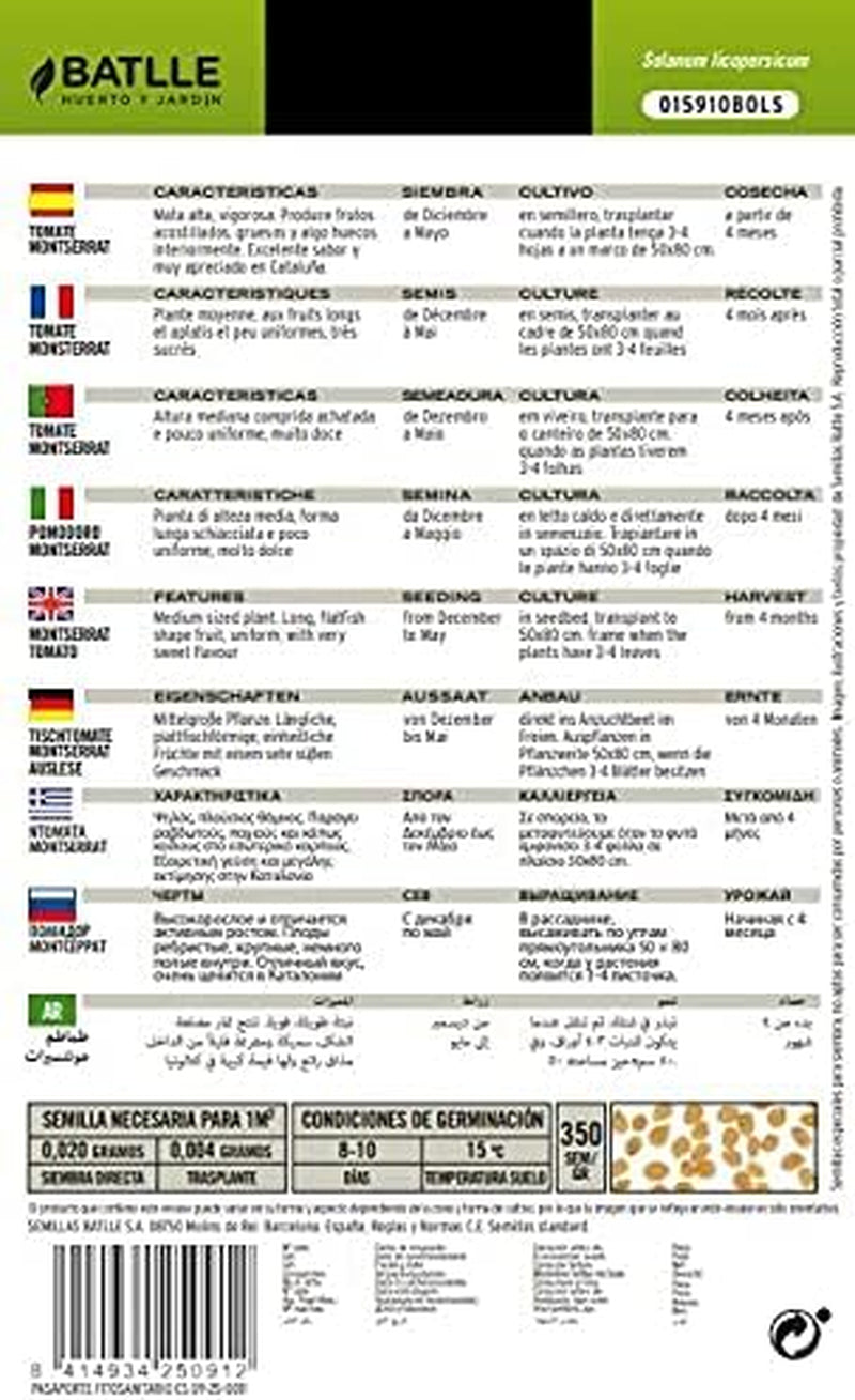 Batlle Gemüsesamen - Tomate Montserrat (875 Samen)