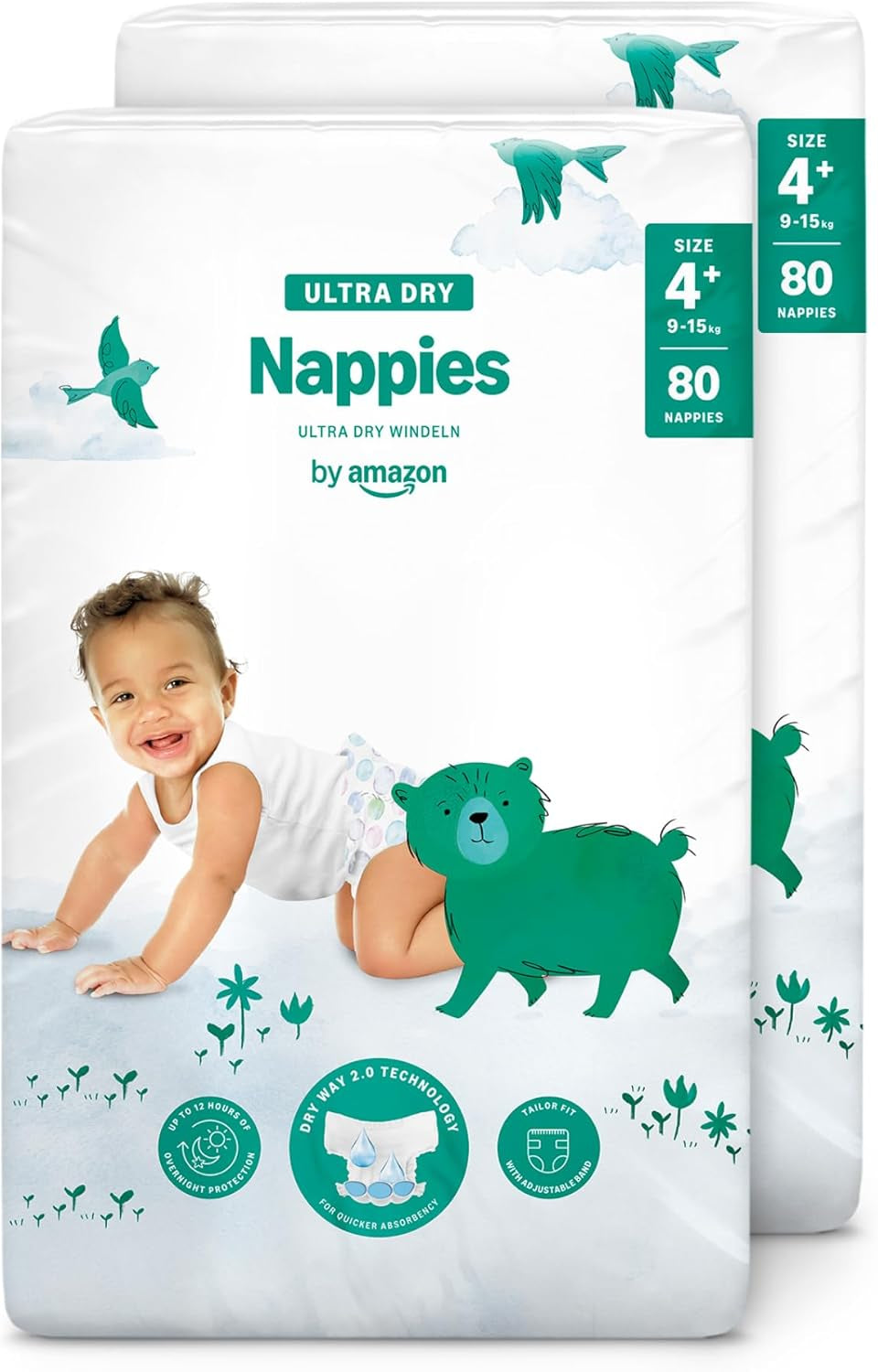 Amazon Ultra Dry pelenkák, 1-es méret (2-5 kg) - Havi doboz, fehér, 96 darab (2 db 48 db-os csomag) (korábban Mama Bear márka, azonos termék)