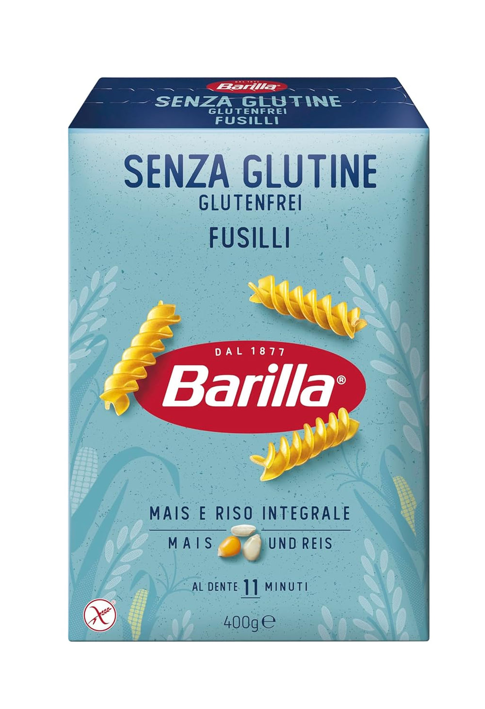 Gluténmentes Barilla Fusilli tészta finom kukoricából és rizsből - tökéletes cöliákiában vagy gluténérzékenységben szenvedőknek 400g