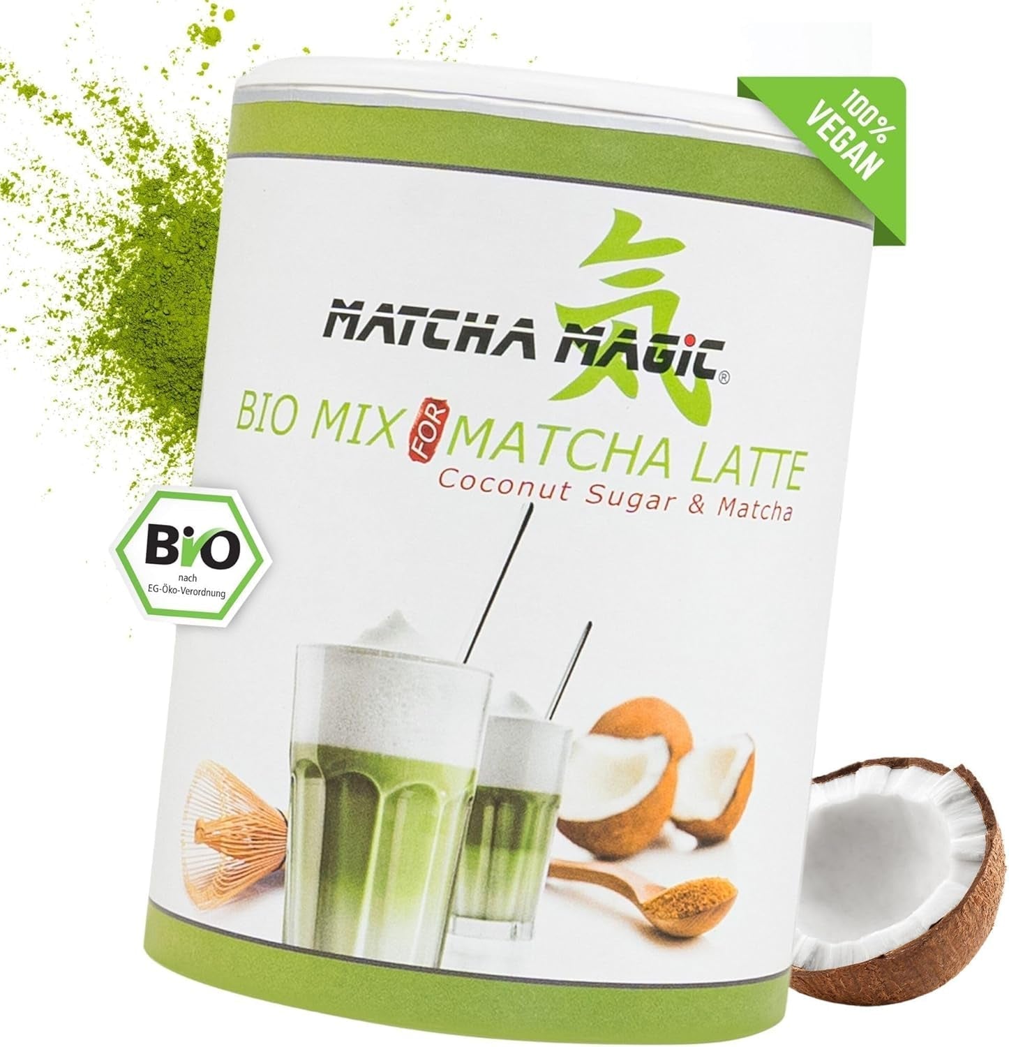 Matchamagic - Pudră de matcha latte bio din Japonia cu zahăr din floare de cocos pentru un ceai delicios