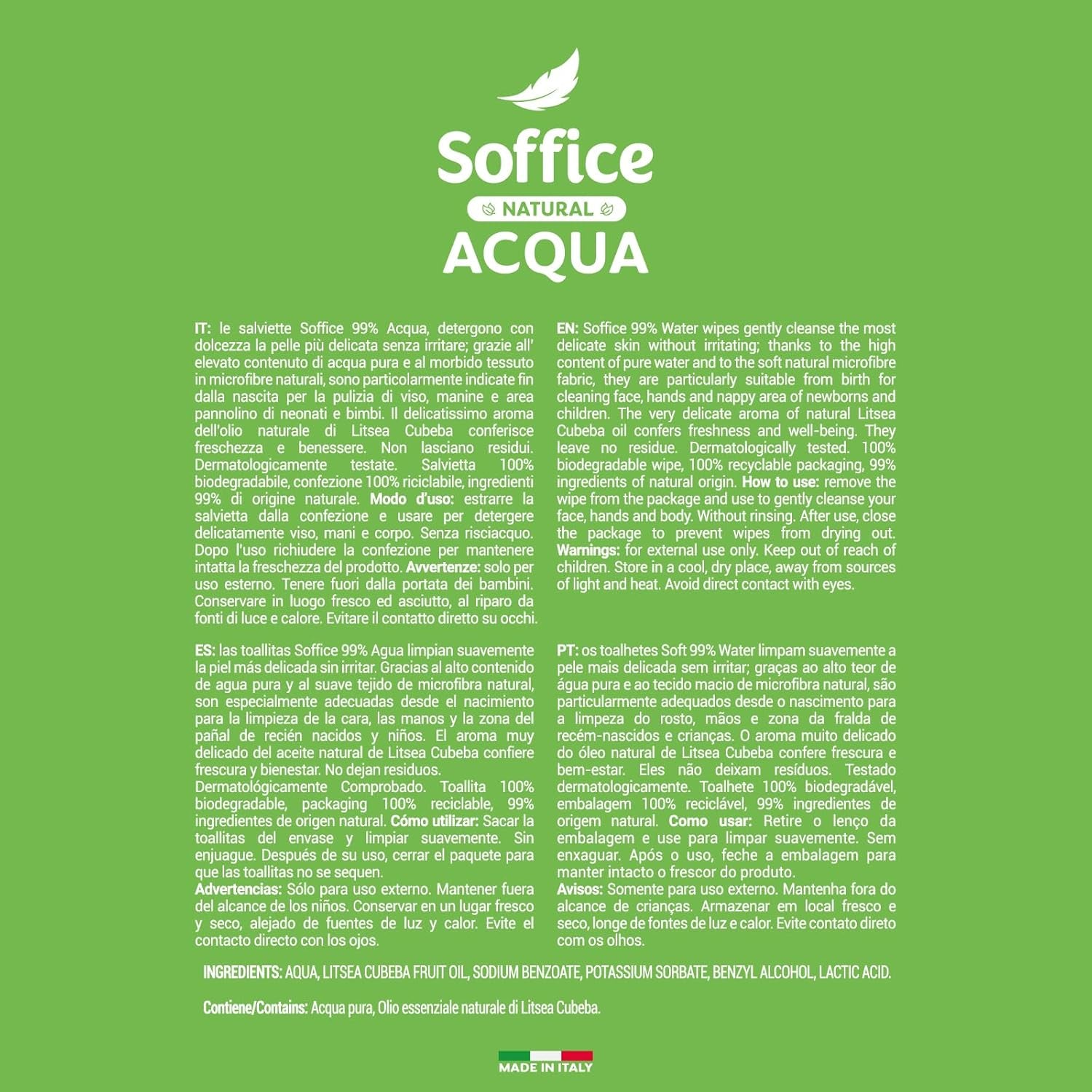 Természetes tisztító nedves törlőkendő babáknak, 99% víz, nagyon finom formula a gyermekek és újszülöttek napi higiéniájához - 12 csomag 64 törlőkendővel