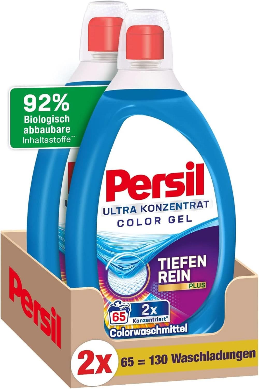 Persil Ultra Concentrate Color Mosószer (2 x 65 mosás), erősen koncentrált folyékony mosószer Deep Clean Plus technológiával a legnehezebb foltok ellen Rufe Naty Shop Mosószerek