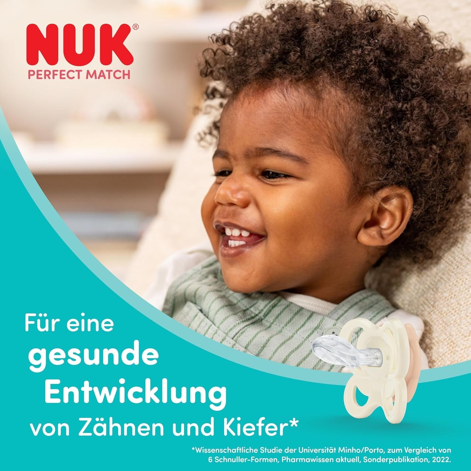 Suzete NUK Perfect Match Air pentru bebeluși | 0-6 luni | Suzete ortodontice care promovează circulația aerului și previn erupțiile salivare | Acceptare 95% de către bebeluși** | Vulpe/Ursuleț | Pachet de 2
