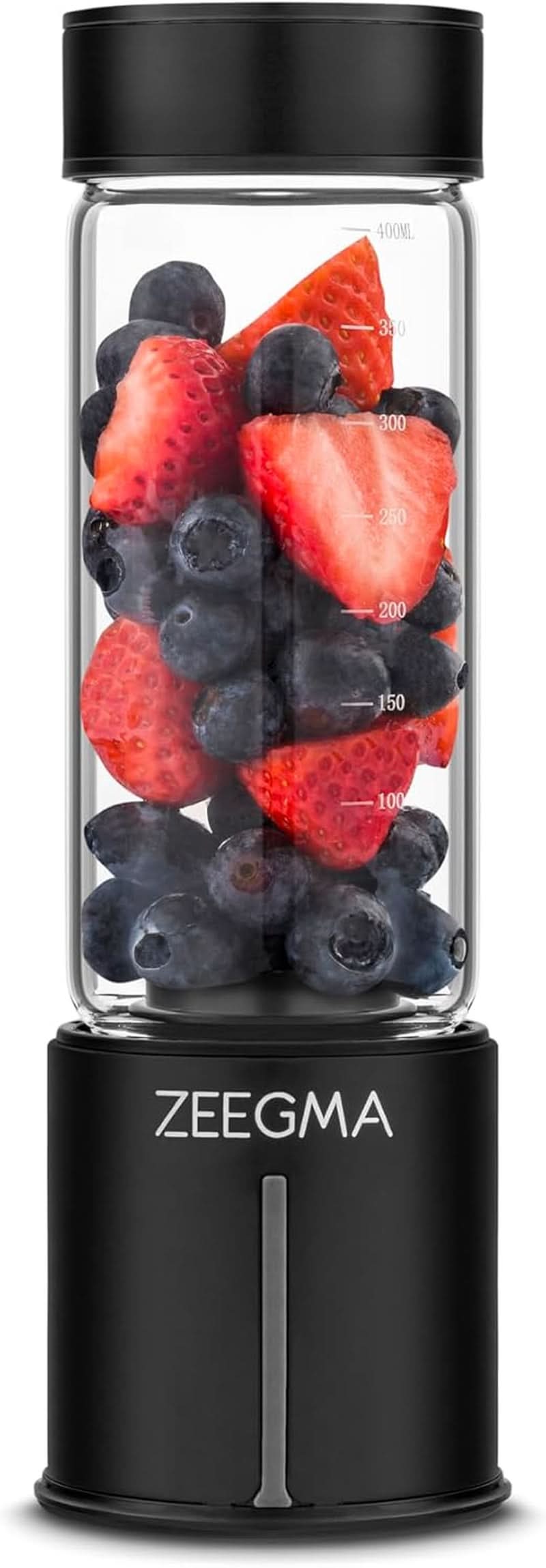 ZEEGMA Vitamine GO Tragbarer Mixer Für koktélok és turmixok 300 W, személyi turmixgép, mini mixer 450 ml Mit 6 Klingen, 2 Geschwindigkeiten Akku 5000 Mah, 25 Anwendungen Pro Ladung Mama Shop si Black On Copilul NatyGo