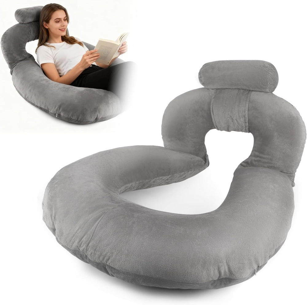 Pernă de citit, pernă de spate în formă de U cu pernă de gât, pernă de gaming gri, pernă pentru citit, joacă, lucru, odihnă