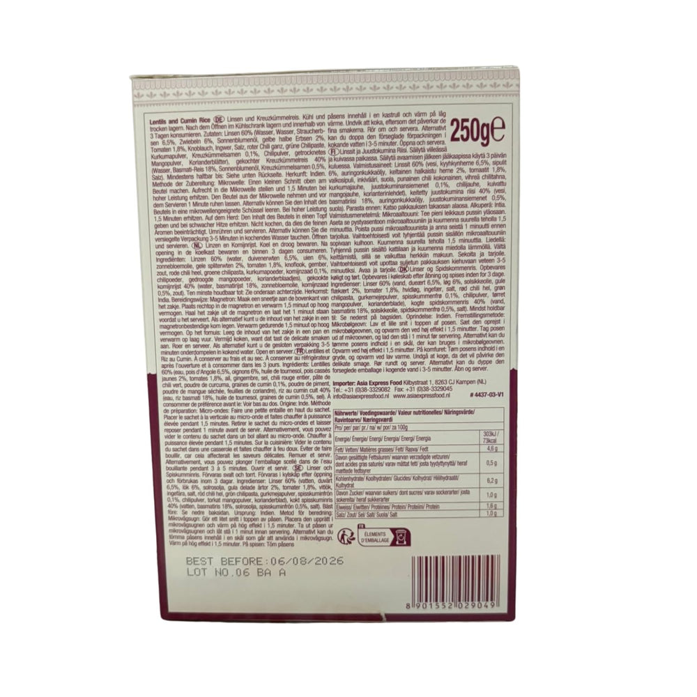 ASHOKA - Instant rizs lencsével és köménnyel - (1 x 250 g)