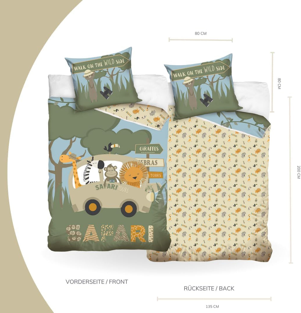 Gyermek ágyneműgarnitúra, állatok, 100% pamut cipzárral Ágynemű - gyermek Naty Shop