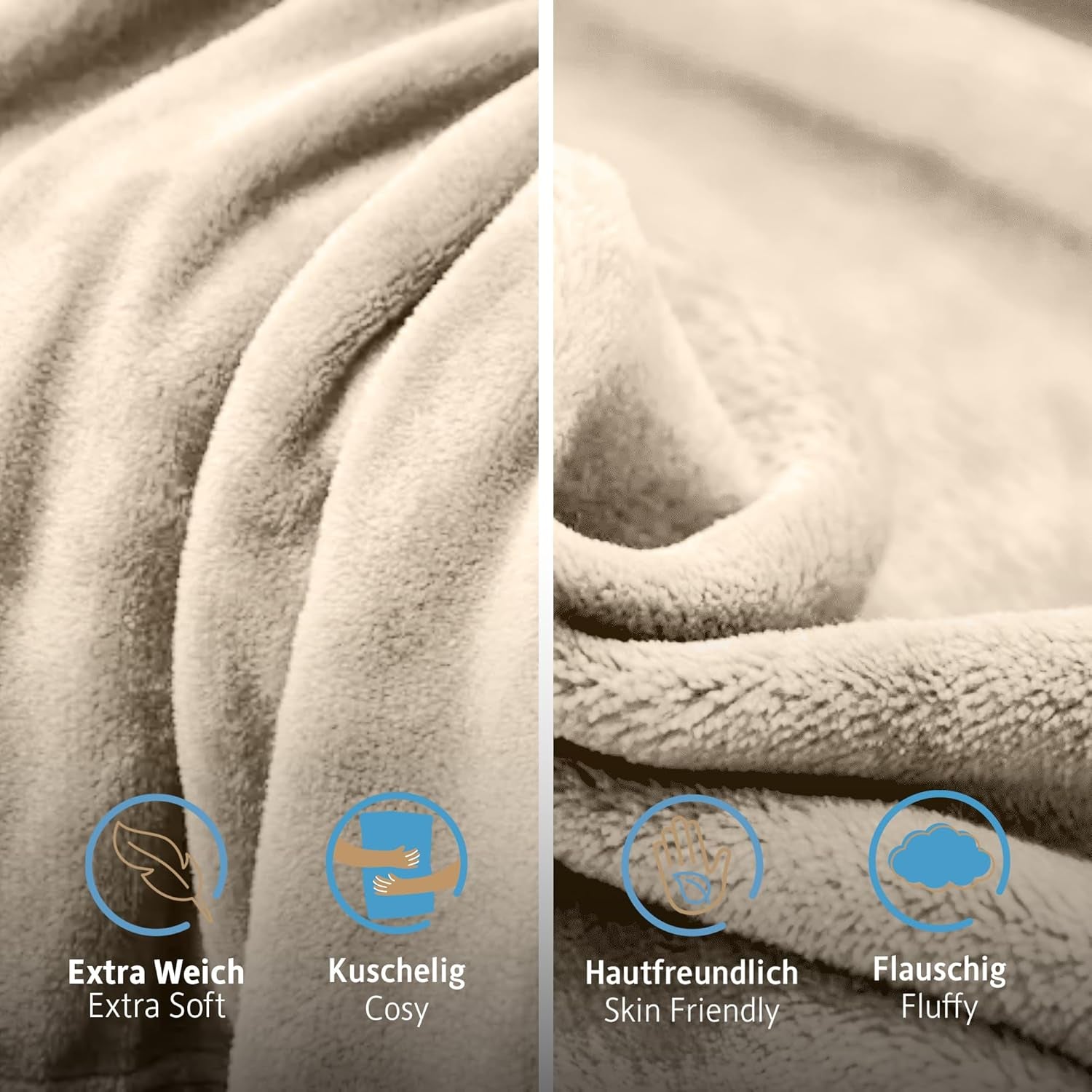 Komfortec pătură pufoasă, pătură confortabilă, pătură fleece, certificată Oeko-Tex, super moale, 150X200 Cm, 260 G/M², bej Paturi si Cuverturi Besuche den Komfortec-Store