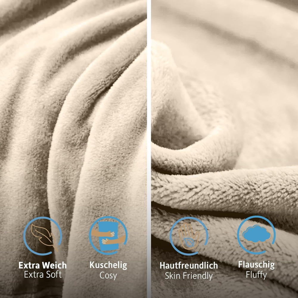 Komfortec bolyhos takaró, kényelmes takaró, polár takaró, Öko-Tex minősítésű, szuper puha, 150X200 cm, 260 G/M², bézs Ágyak és Takarók Besuche den Komfortec-Store