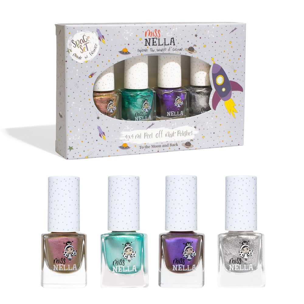 Miss Nella Magic Collection 4 részes csillogó körömlakk szett: rózsaszín, piros, arany és kék, speciális gyerekeknek kivehető körömlakk, nem mérgező, vízbázisú, szagtalan