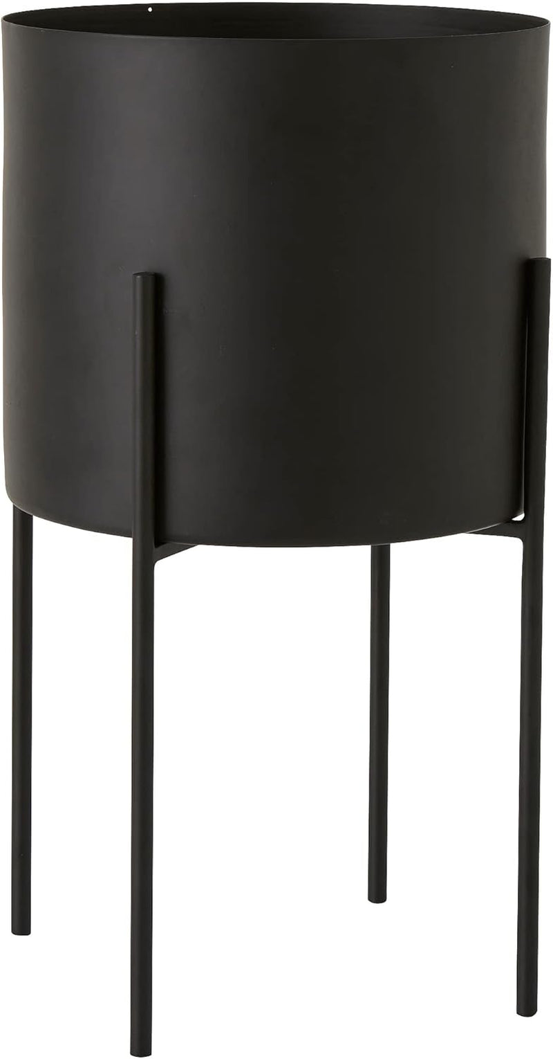 Ghiveci ELLOS Home Milton, ghiveci versatil din fier cu suport reversibil pentru interior și exterior, 22 cm înălțime - Negru, Ø 25 cm