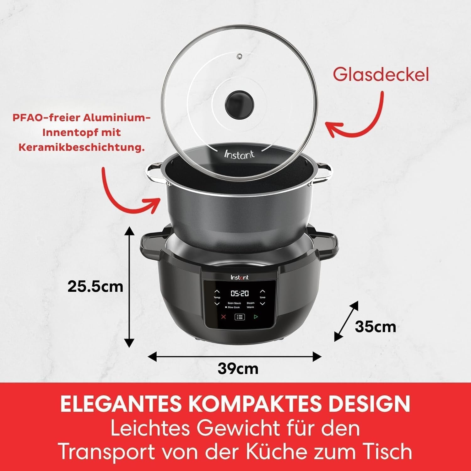 Instant Pot Superior lassú tűzhely, 7,1 literes multicooker, 4 főzési funkció, 800 W-os lassú tűzhely Naty Shop