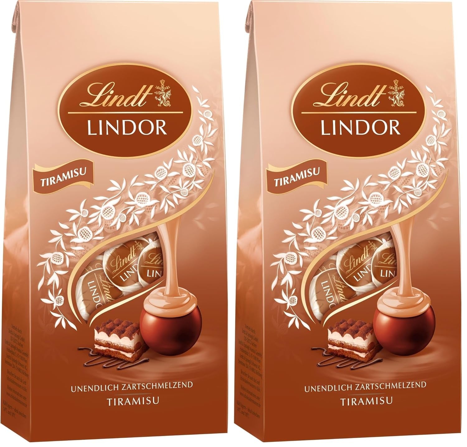Lindt csokoládé | LINDOR Tiramisu táska | 137g | 11 tejcsokoládé golyó szájban olvadó tiramisu töltelékkel | Ajándék csokoládé