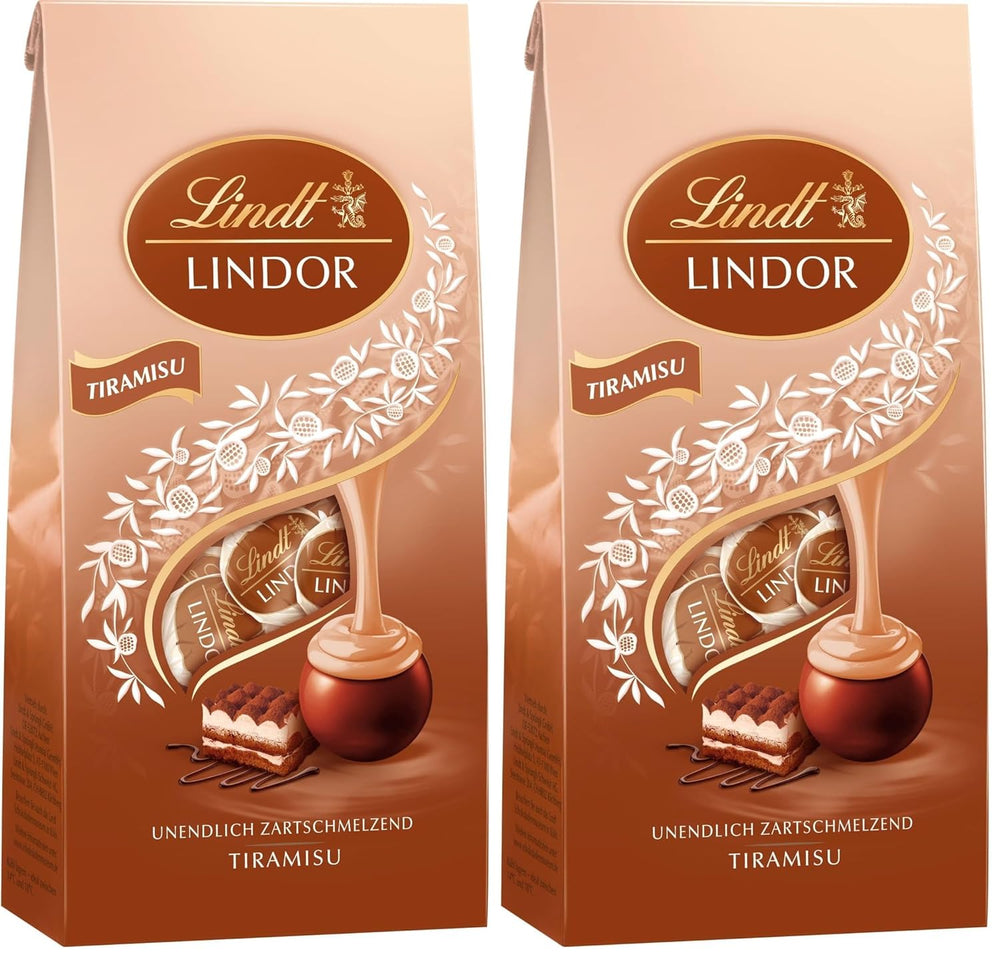 Lindt csokoládé | LINDOR Tiramisu táska | 137g | 11 tejcsokoládé golyó szájban olvadó tiramisu töltelékkel | Ajándék csokoládé