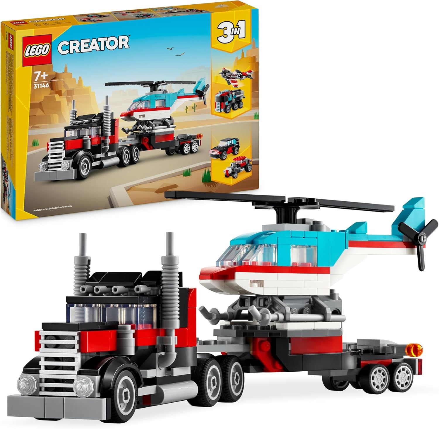 LEGO Creator 3 az 1-ben Flieger: Rennflugzeug Spielzeug – Repülőgép- vagy helikoptermodellvé alakítható – Fahrzeug Bauset für Jungen und Mädchen ab 7 Jahren – Giftidee zum Geburtstag 31160