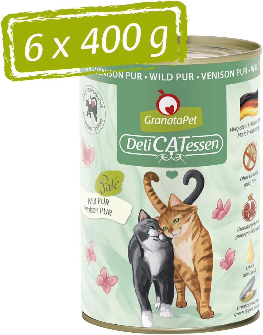 Granatapet Delicatessen Chicken PUR, hrană umedă pentru pisici, hrană fără cereale & fără zahăr adăugat, hrană pentru pisici cu conținut ridicat de carne & uleiuri de înaltă calitate, 6 X 400 G