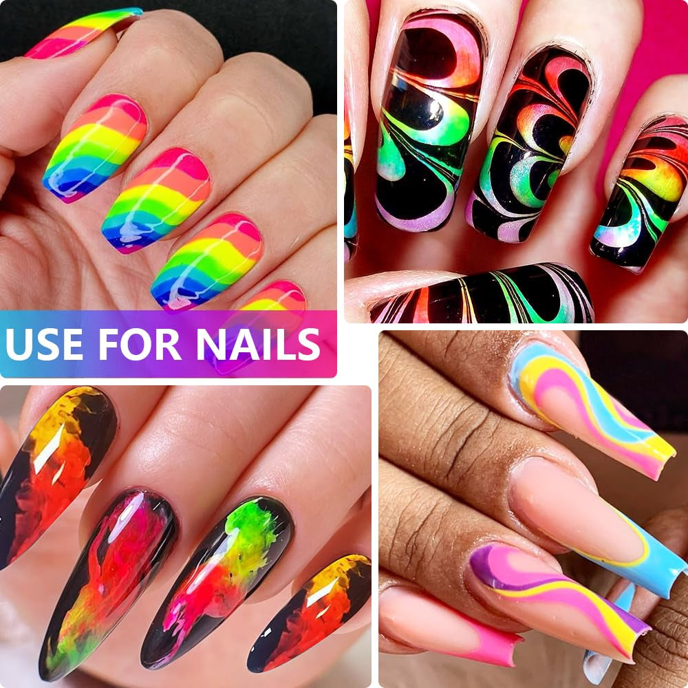 Neon Phosphor Pigment Pulver Für Nägel Lidschatten - 12 Colors Neon Nagel Glitzer Augenpulver Maniküre Halloween Neon Make-Up Dekoration Nail Art Staub Pigment