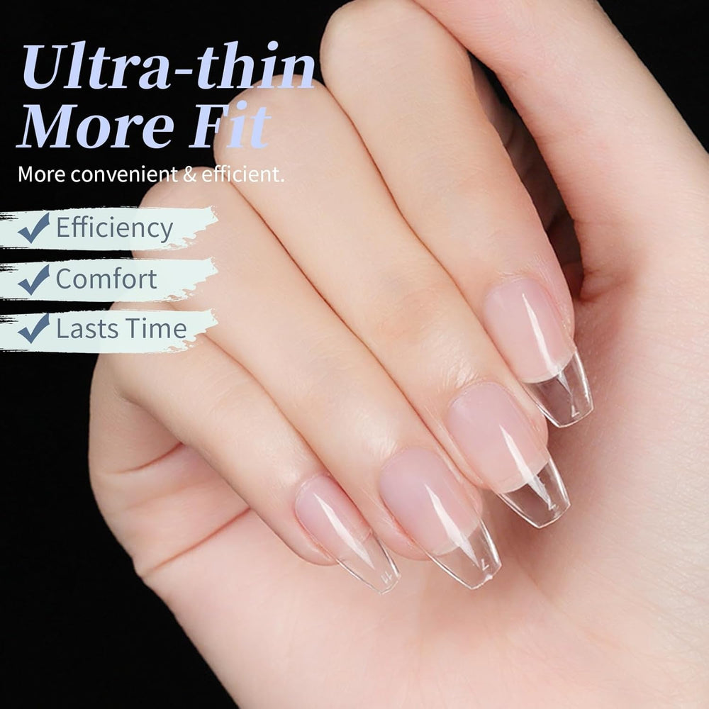 Unghii artificiale scurte, 500 bucăți gel moale acoperire completă vârfuri de unghii pentru unghii cu gel 12 mărimi vârfuri de unghii pre-lustruite pentru unghii cu gel, unghii artificiale scurte sicriu pentru extensii de unghii cu cutie