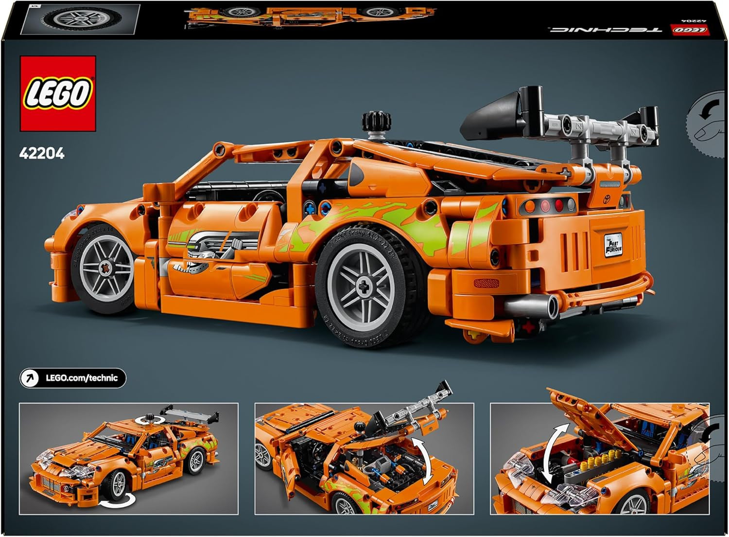 LEGO Technic Fast and Furious Toyota Supra MK4 - Játékautó - 6 hengeres motorral és nyitható ajtókkal - Modellkészlet 9 év feletti fiúknak és lányoknak - Születésnapi ajándékötlet 42204 Építőkészletek Beuche den LEGO-Store