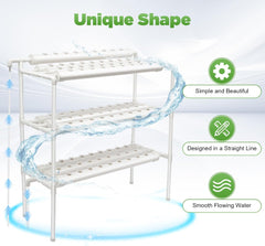 Háromrétegű hidroponikus termesztőkészlet 90/108 ültetési hellyel és vízszivattyúval, PVC talajmentes növénytermesztő rendszerekkel, hidroponikus termesztőkészletekkel zöldségekhez és gyümölcsökhöz (108 ültetési hely)