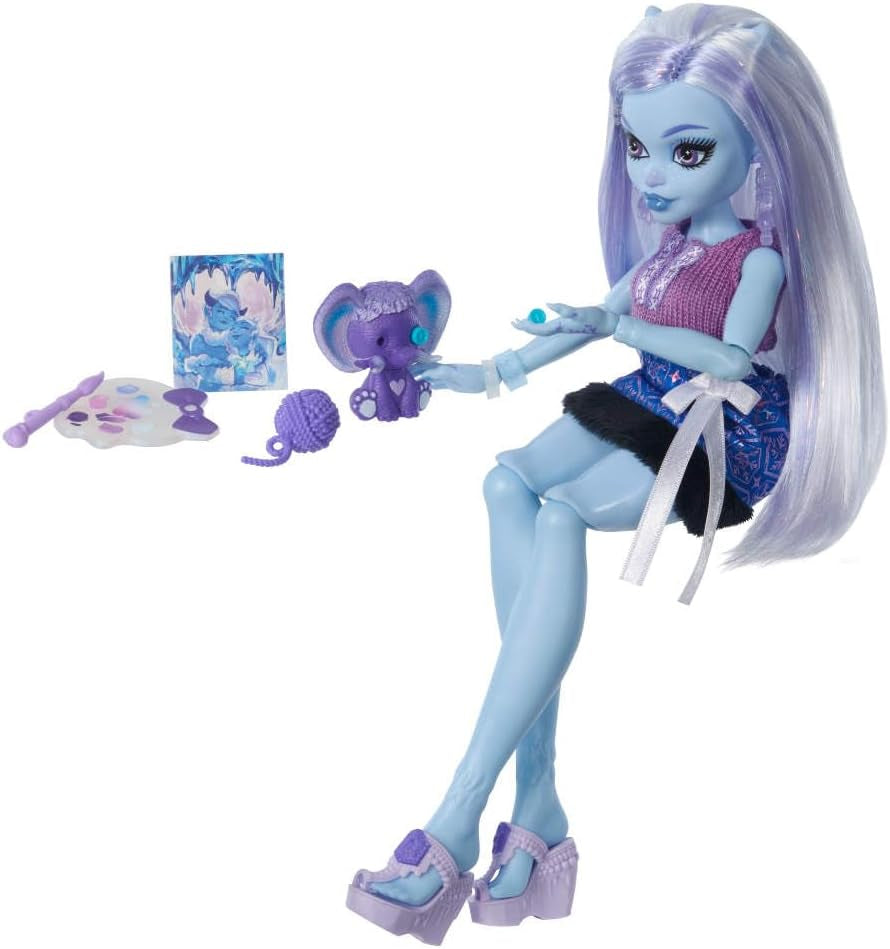 Păpușă Monster High Self-Scare Secrets Abbey Bombinable și set de accesorii cu 13 surprize realiste, cum ar fi henna, desene și croșetat, JHK44