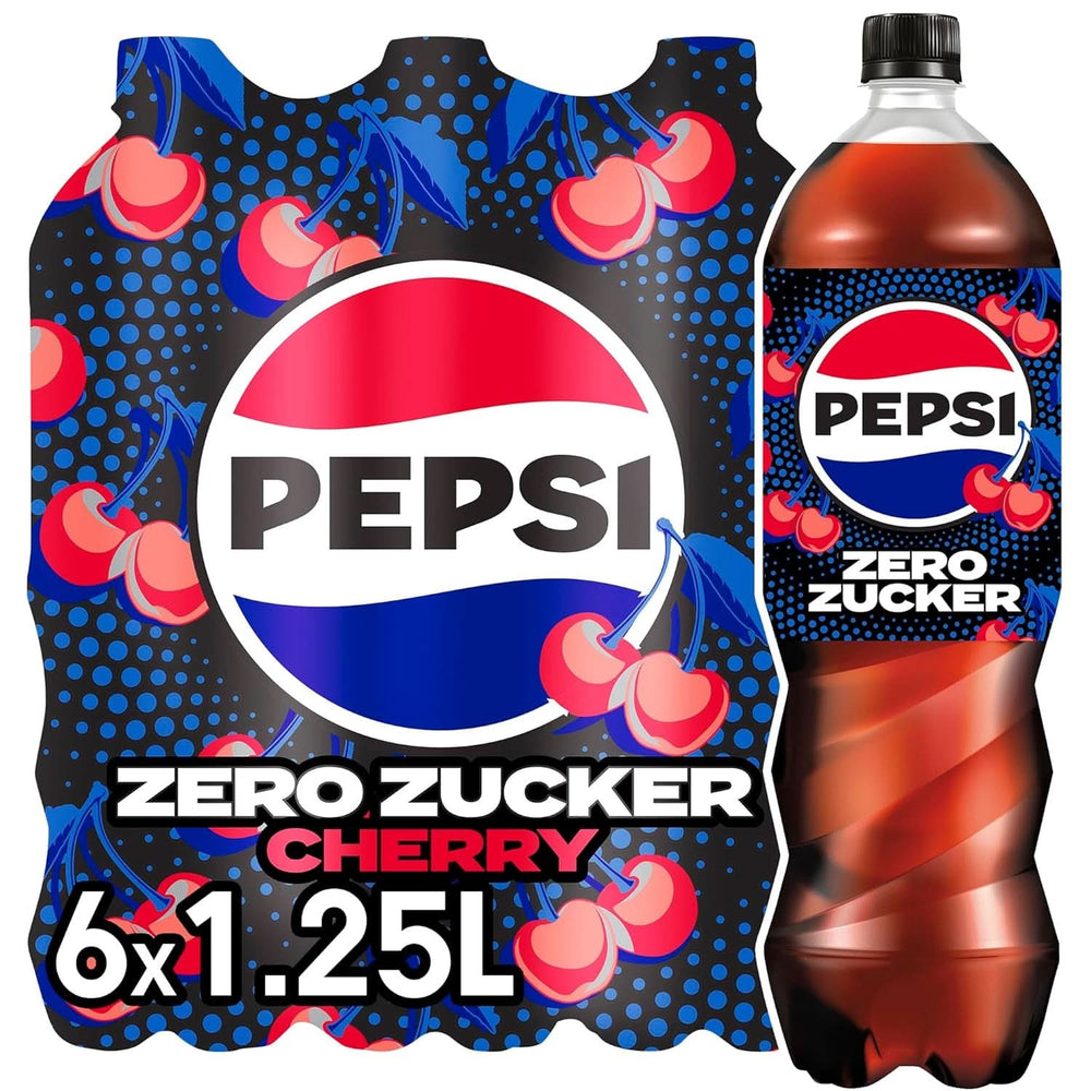 Pepsi Zero Sugar Cseresznyecukormentes üdítőital Cseresznye ízű, koffeines kóla palackban 6 x 1,25 literes Naty Shop Új verzió