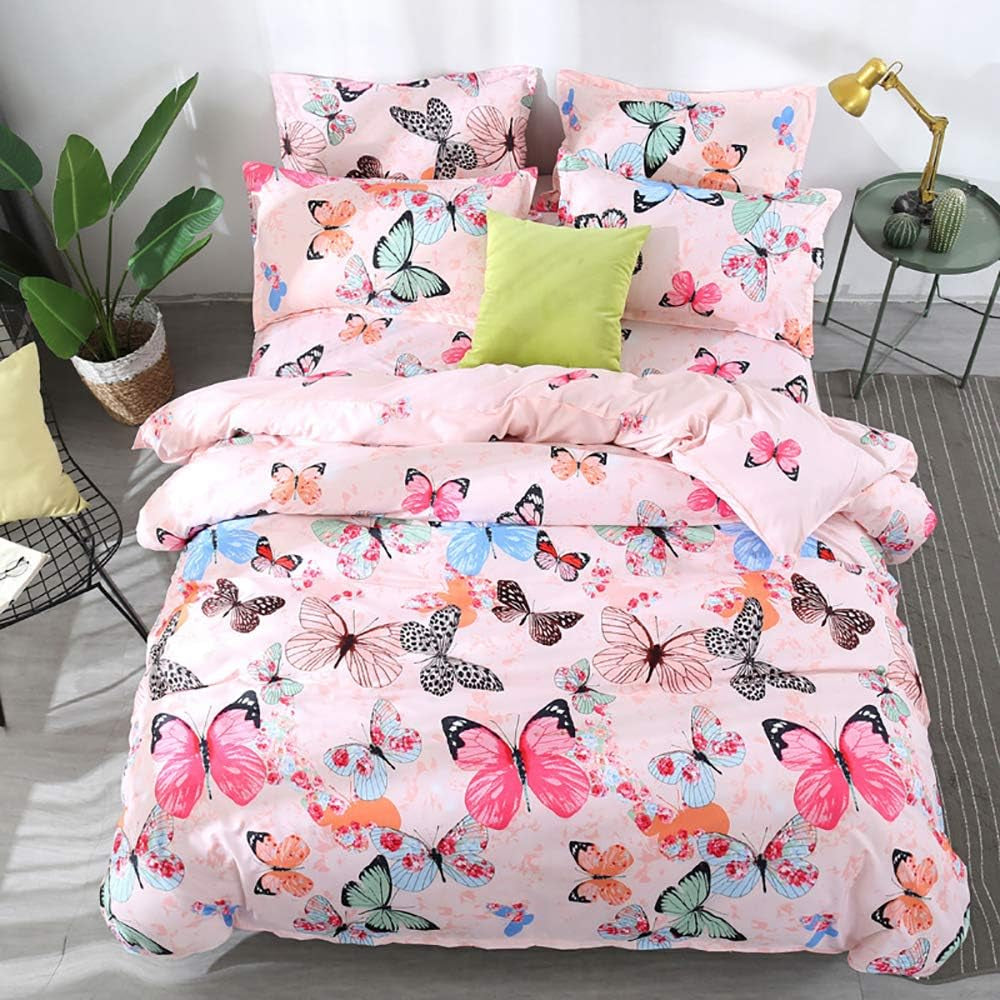 Ashanlan Mädchen Rosa Bettwäsche Schmetterling 135 X 200 Kinderbettwäsche Pink Bunt Butterfly 100% Mikrofaser Kinder Bettbezug Mit Kissenbezug 80X80 Naty Shop