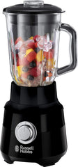 Russell Hobbs Standmixer [1.5L Glasbehälter] Matt Schwarz (Starker 0.9PS Motor, Impuls-/Ice-Crush-Funktion, Edelstahlmesser, Bpa-Frei Mixer, Elektrischer Zerkleinerer, Smoothie-Maker) 24722-5 Stand Kitchenx Natura Shop, Smoothie-Maker